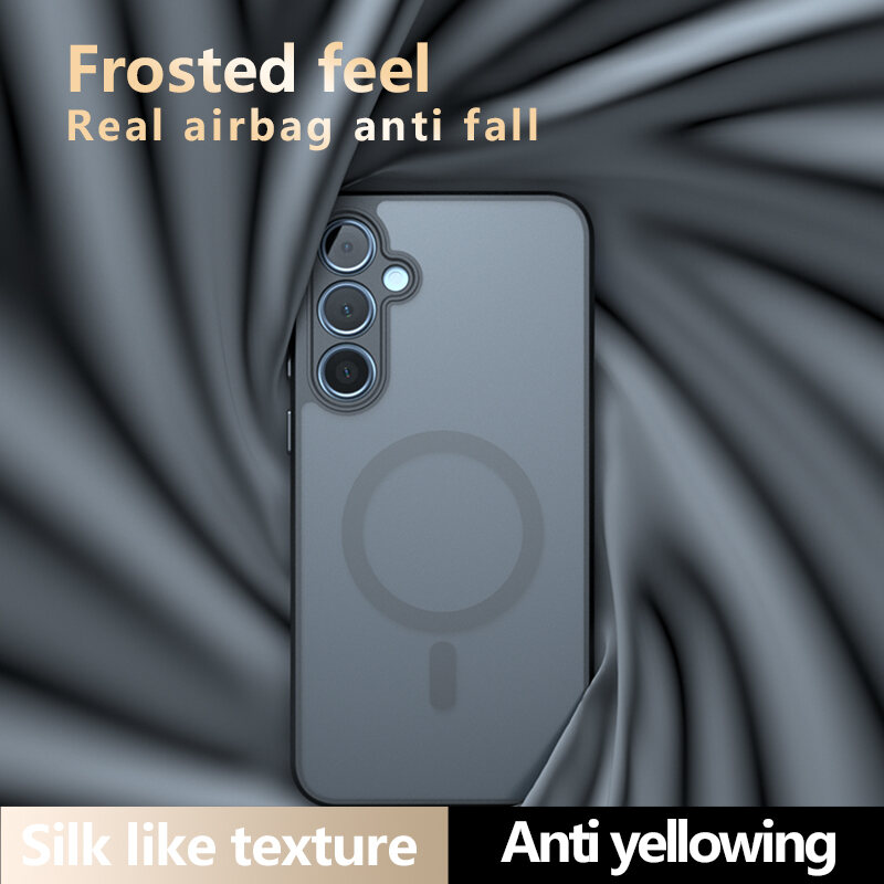 Case for Samsung Galaxy A55 A35 A25 A15 5G Magsafe Magnetic Matte Back Cover Anti-fingerprint Four Corners Built-in Safety Pads Anti-drop Anti-collision Anti-shock Protective Cover