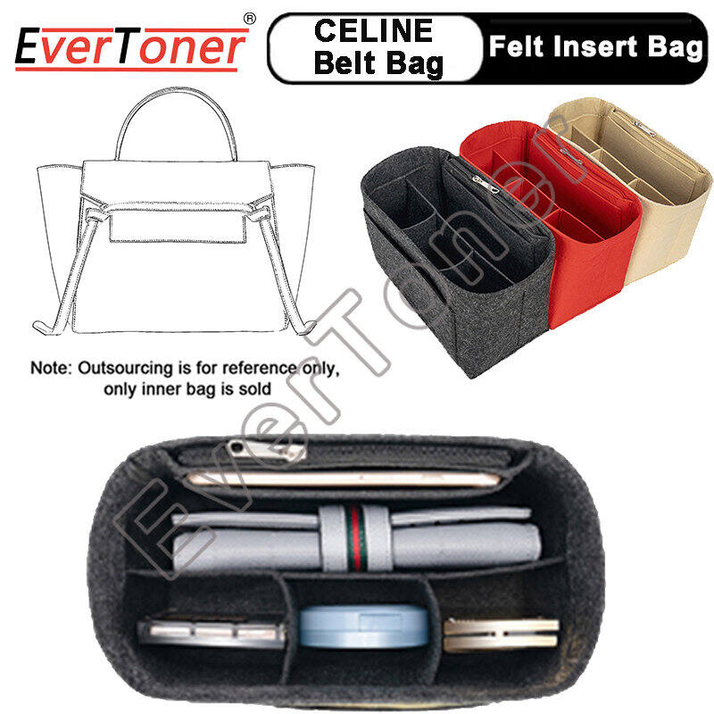 EverToner Felt Insert Bag for Belt Bag Organizer Belt Micro Makeup Handbag Organizer Travel Inner Purse Portable Cosmetic Inside Bags