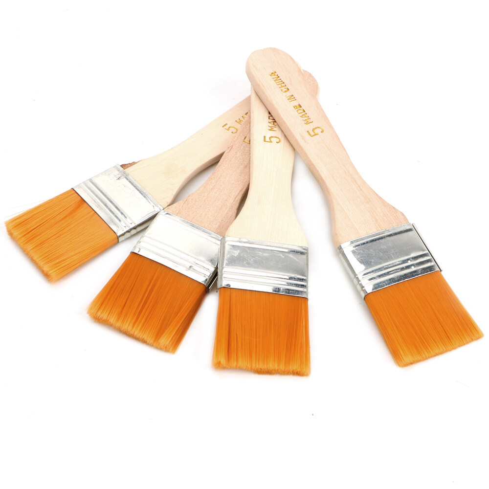 4Pcs/Set Wood Handles Acrylic Paints Watercolor Paint Drawing Hair Painting Brush Nylon Oil Paint Brush
