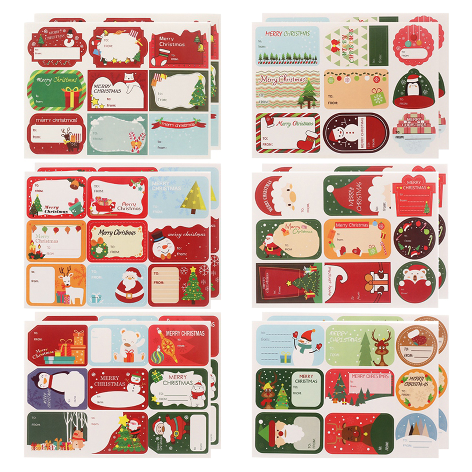 108Pcs/12Sheets Merry Christmas DIY Gift Stickers XMAS Name Tags New Year Present Seal Label Stickers Christmas Gift Packaging Decoration Stickers