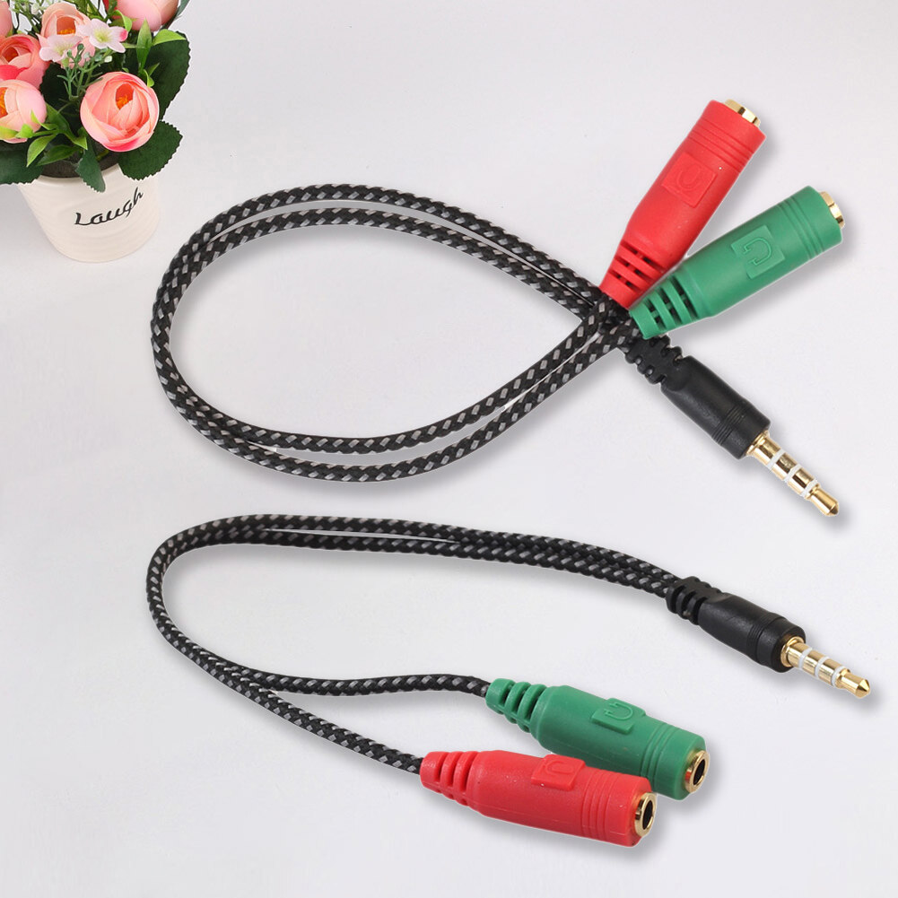 3.5mm Stereo Audio Male to 2 Female Headphone/Mic Y Splitter Cable