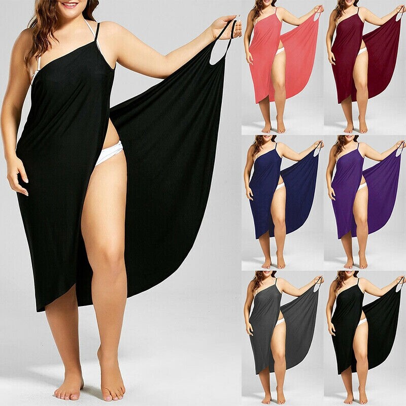 Musbeauty Plus Size Women Cover Up Swim Beachwear Maxi Wrap Strap Sarong Summer Beach