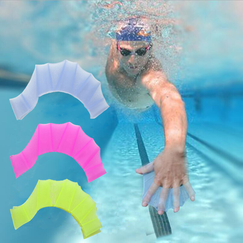 1Pair Unisex Frog Type Silicone Girdles Swimming Hand Fins Flippers Finger Webbed Gloves Paddle Water Sports Gloves