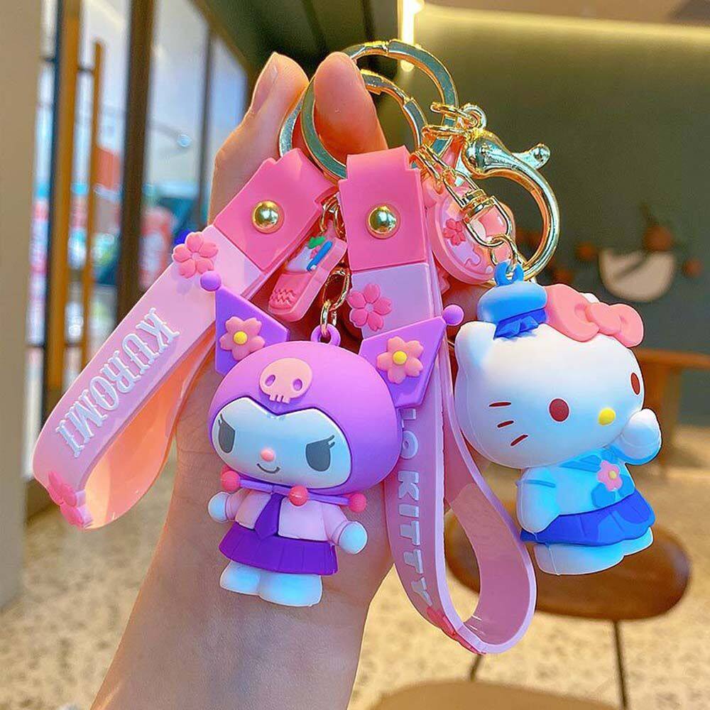 JPTD Ornaments Cute Cinnamoroll Kitty Accessories Keyring Jewelry My Melody Kitty Pendant Bag Charm My Melody Key Rings Kuromi Keychain