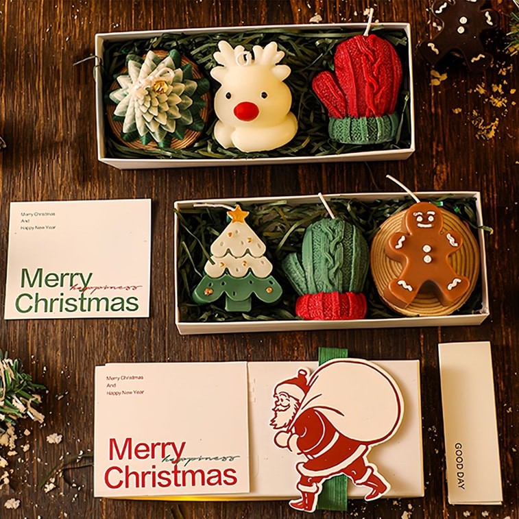 New Christmas Festival Handmade Aromatherapy Candle Gift Box Ginger Cake Man 3-Piece Set